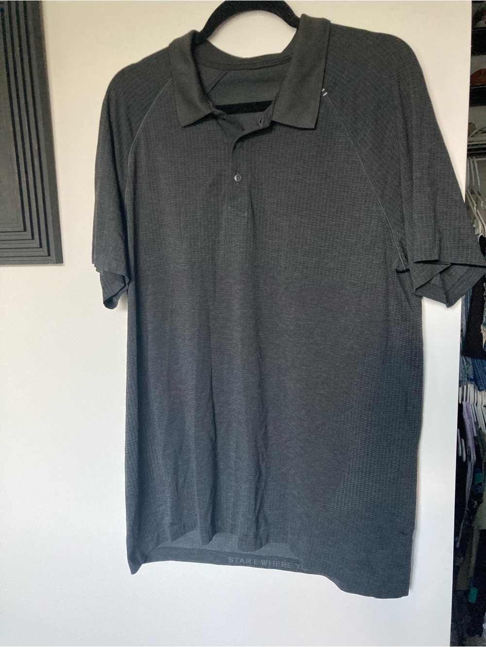lululemon Men's Dark Gray Polo Shirt - Classic Short Sleeve